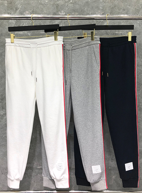 tb卫裤撞色织带灰色运动裤宽松网红休闲裤男女同款潮流休闲哈伦裤