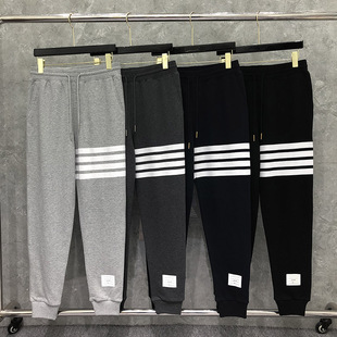 TB经典款灰色运动裤春秋宽松束脚直筒收口抽绳裤子男女情侣卫裤潮