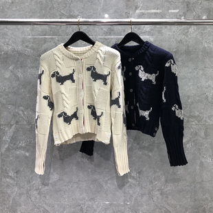 TB小香风软糯毛衣短款外套女秋冬季日系高级感小狗针织开衫上衣潮