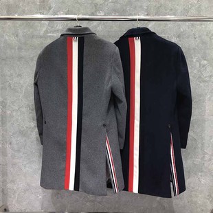 tb毛呢外套男士秋冬季新款英伦风羊绒呢子大衣中长款风衣韩版潮流