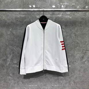 TB卫衣前后拼色宽松拉链夹克春秋男女休闲百搭四杠上衣外套棒球服