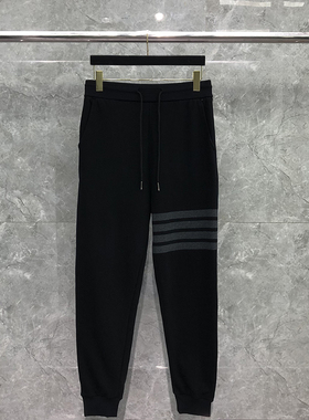 TB四道杠卫裤棉质色织灰四杠休闲束脚男女情侣款针织休闲运动长裤