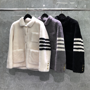 tb羊羔毛绒翻领皮毛一体羊剪绒皮草男女情侣短款大衣宽松保暖外套