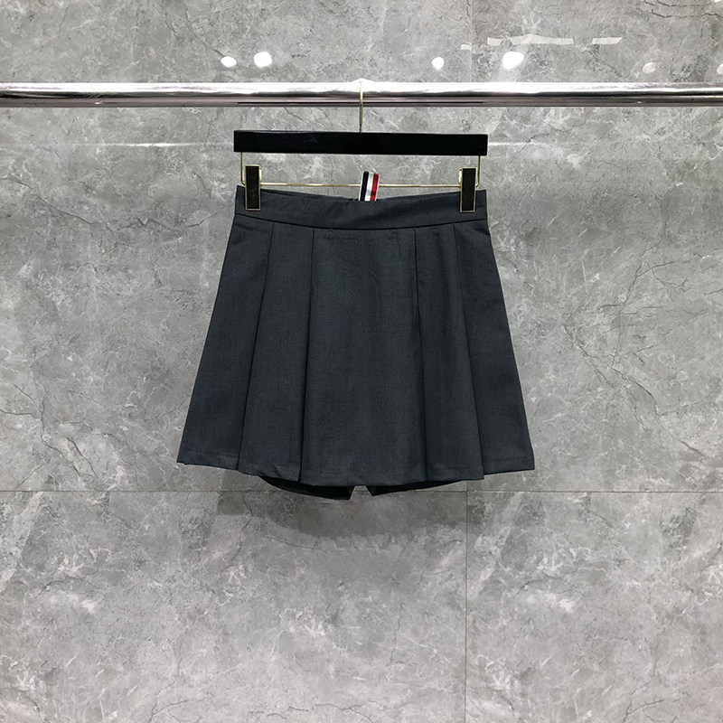 tb灰色百褶裙女短裙学院风半身裙
