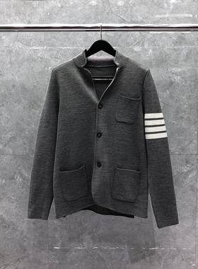 tb毛衣男士秋冬新款灰色羊绒开衫加厚修身情侣装秋装百搭外套潮牌