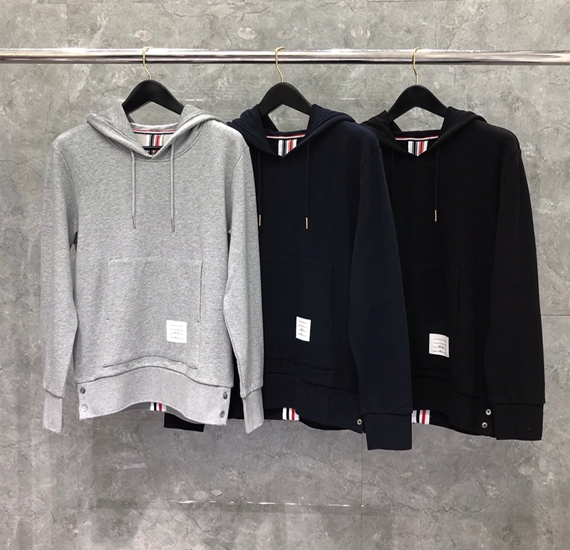 tb卫衣秋季新款灰色ins潮牌男女情侣款宽松织带四杠连帽套头外套