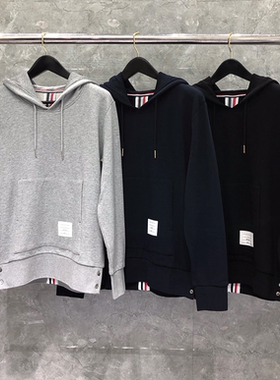 tb卫衣秋季新款灰色ins潮牌男女情侣款宽松织带四杠连帽套头外套