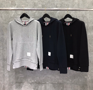 tb卫衣秋季新款灰色ins潮牌男女情侣款宽松织带四杠连帽套头外套