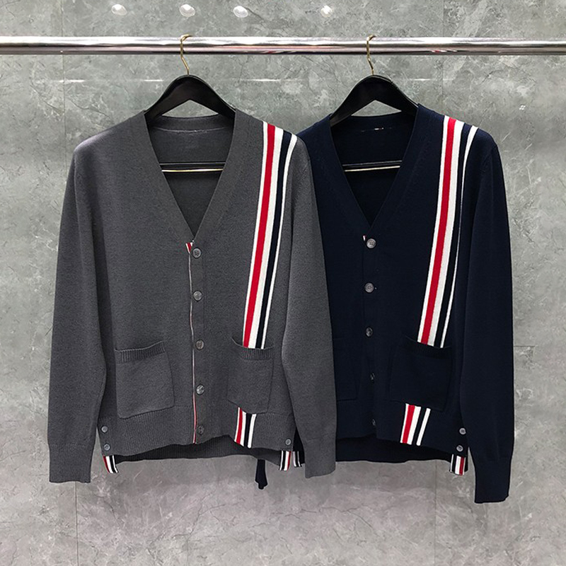 tb秋冬新款红白蓝色织开衫情侣装