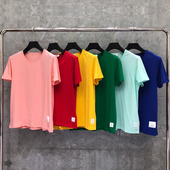 潮牌四道杠男女休闲体恤下摆开叉红白蓝2026夏季 TB短袖 T恤半袖 潮