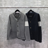 tb毛衣开衫 加厚外穿潮 羊毛翻领夹克短款 秋冬季 针织外套男羊毛西装
