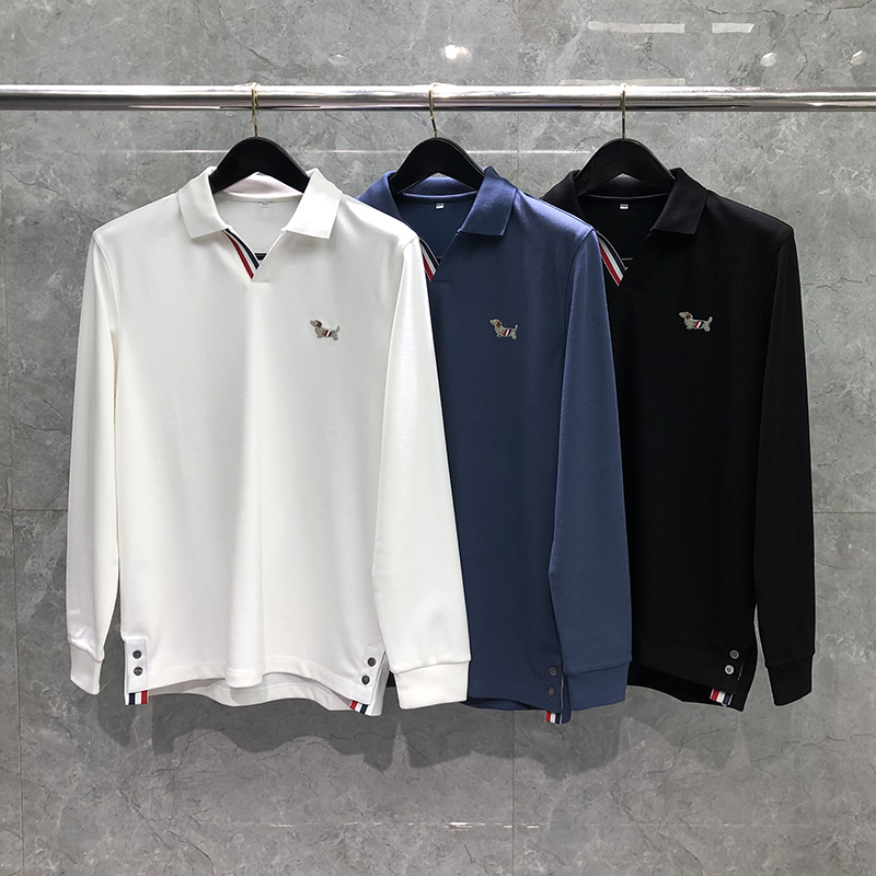 TB长袖Polo衫红白蓝T恤翻领上衣
