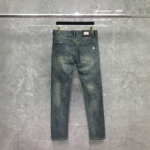 TB牛仔裤秋冬修身水洗直筒口袋小狗刺绣休闲宽松弹力男裤长裤潮牌