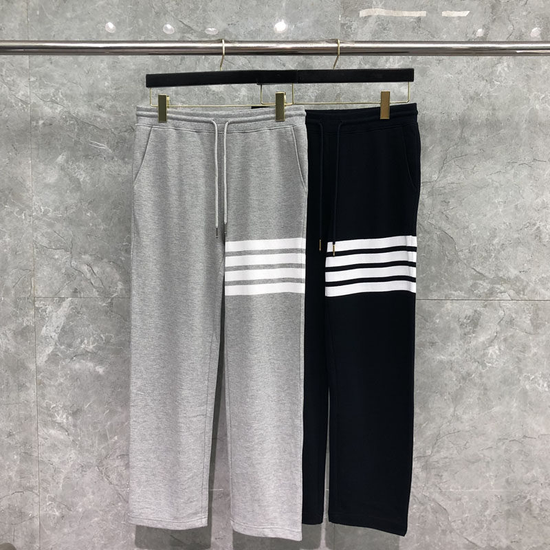 TB休闲长裤男女同款垂感宽松运动裤子直筒裤潮牌夏季男士纯棉卫裤