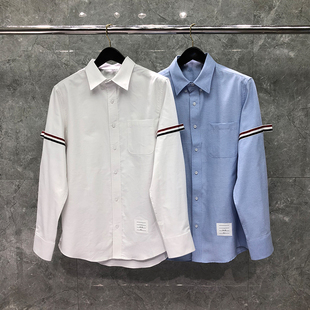 男女款 衬衣外套高版 情侣双袖 长袖 本 织带白色痞帅高级感修身 TB衬衫