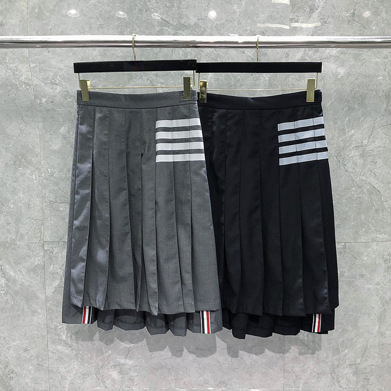 tb半身裙四杠学院风西装设计感垂感前短后长开叉A字裙长裙百褶裙