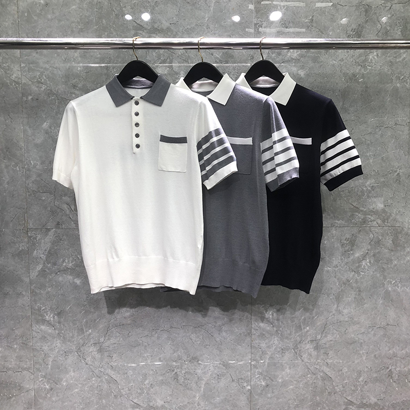 tb新款短袖针织衫polo衫翻领上衣