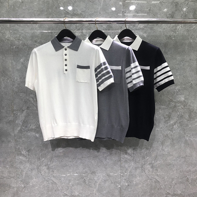 tb新款短袖针织衫polo衫翻领上衣