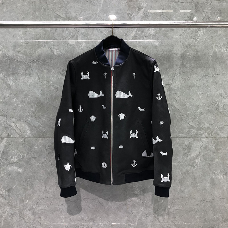 TB外套棒球服美式复古皮衣派克服