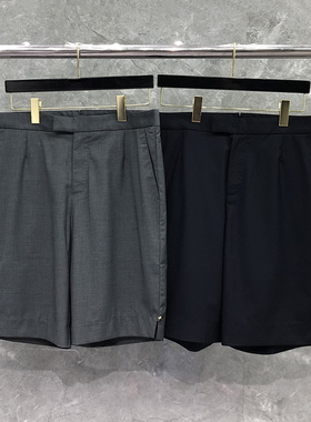 tb西装短裤男五分裤侧开叉夏季韩版潮牌灰色宽松薄款直筒休闲短裤