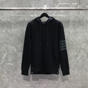 tb色织四条杠连帽套头卫衣男女款休闲宽松纯棉帽衫灰四杠长袖外套