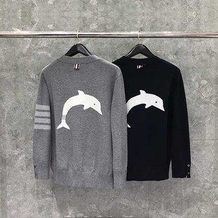 tb针织开衫 情侣毛衣男女秋冬立体提花外套潮牌 欧美学院风V领时尚