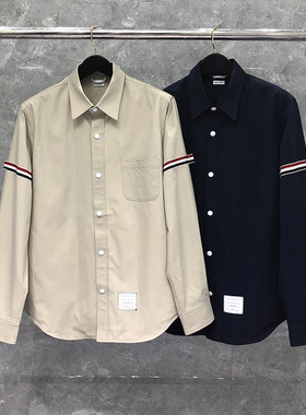 tb长袖衬衫2025秋季新款气质帅气衬衣男士宽松潮牌韩版翻领外套潮