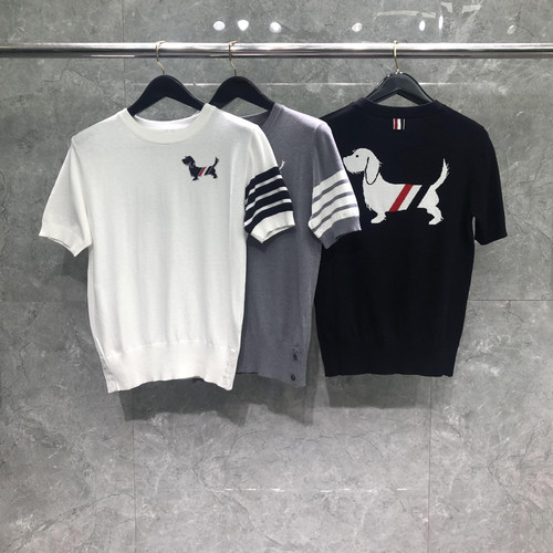 TB冰丝针织前后背小狗四条杠T恤