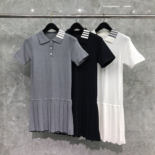 tb连衣裙女短袖夏季灰色polo短裙