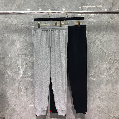tb裤子秋季男女款宽松潮红白蓝束