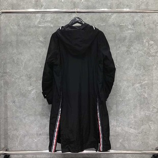 tb风衣外套男士中长款黑色宽松时尚帅气过膝高端秋冬新款连帽大衣