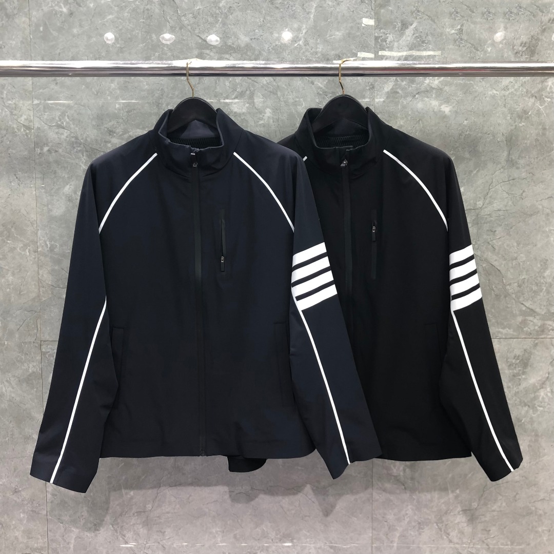 tb拉链夹克风衣男女潮四道杠拼接