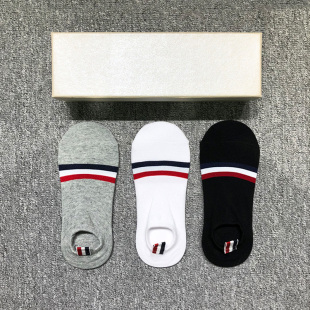 纯棉 薄款 礼盒装 TB袜子隐形袜男女情侣浅口袜超短运动织带夏季