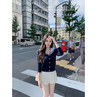 CHU小初/navy水手针织/海军领纽扣开衫 领子超大超可爱