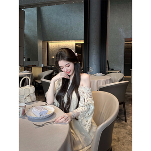 定制蕾丝绣花 温香软玉感 不谙世事 慵懒宽松显瘦针织裙 清仓