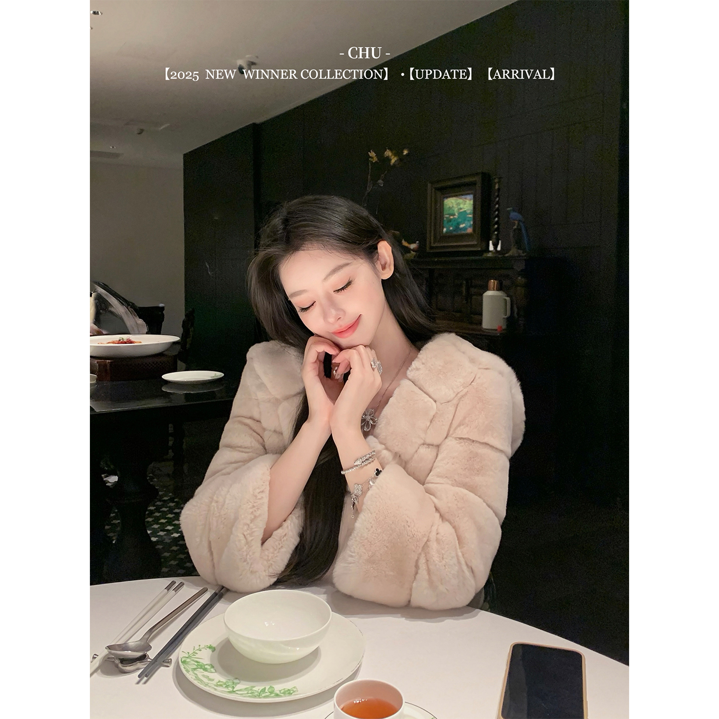 CHU小初/baby兔/奢侈小兔皮系列新版型 大帽子九分袖