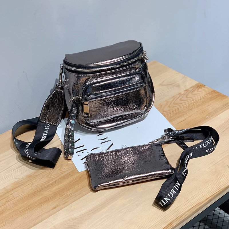 亮面女包包2024新款软皮爆裂纹马鞍包简约百搭彩带单肩包斜挎包潮,箱包皮具/热销女包/男包,马鞍包,淘宝优惠券,粉丝福利购,淘宝优惠卷