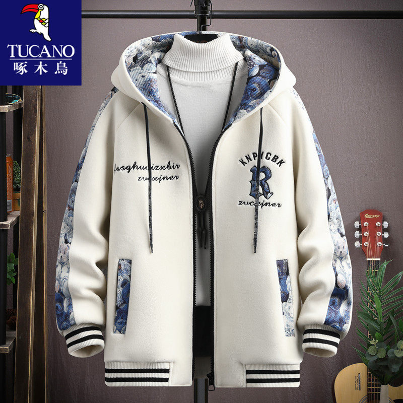 啄木鸟秋冬季新款青少年加绒外套男孩高中初中学生夹克大童棒球服,男装,夹克,淘宝优惠券,粉丝福利购,淘宝优惠卷