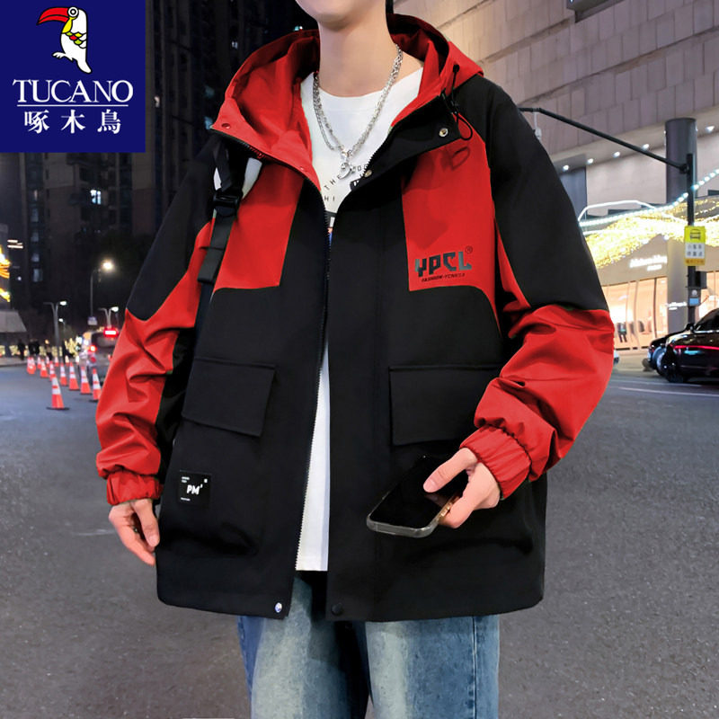 啄木鸟青少年秋冬季加绒外套男初中高中学生帅气冲锋衣服大童夹克,男装,夹克,淘宝优惠券,粉丝福利购,淘宝优惠卷