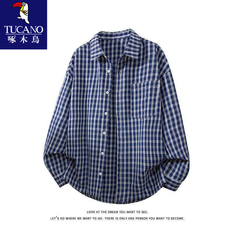 啄木鸟长袖格子衬衫男春秋季初中高中学生潮流衬衣青少年大童外套,男装,衬衫,淘宝优惠券,粉丝福利购,淘宝优惠卷
