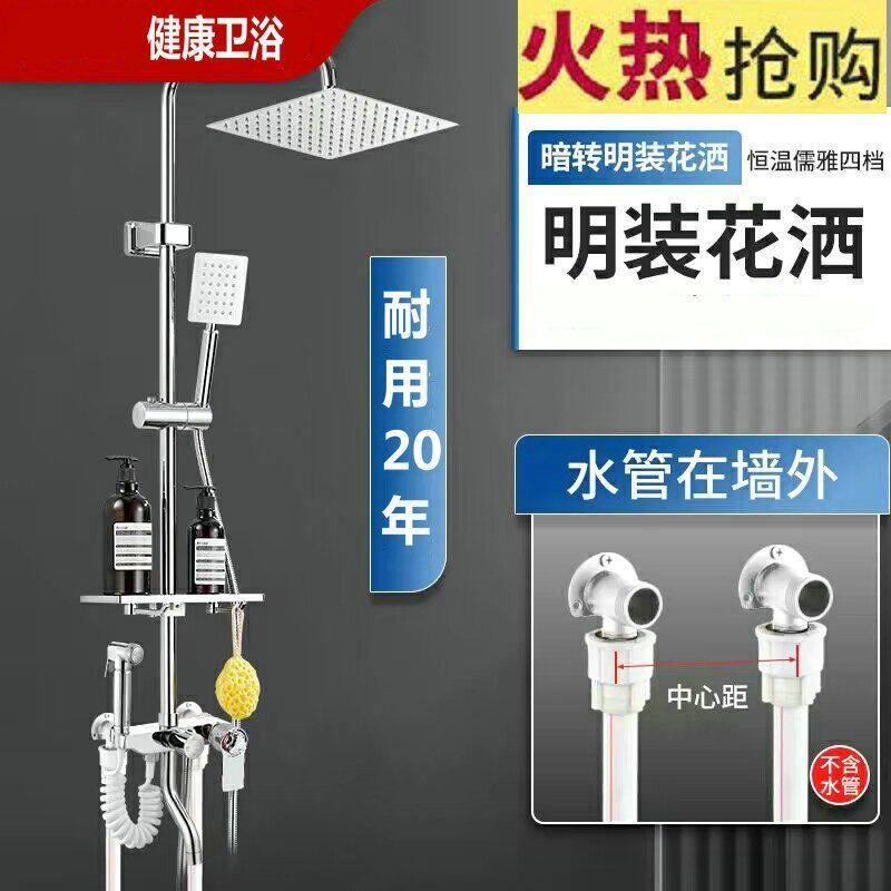 高品质明装管全铜淋浴花洒套装带妇洗器喷枪淋浴器浴室花洒套装
