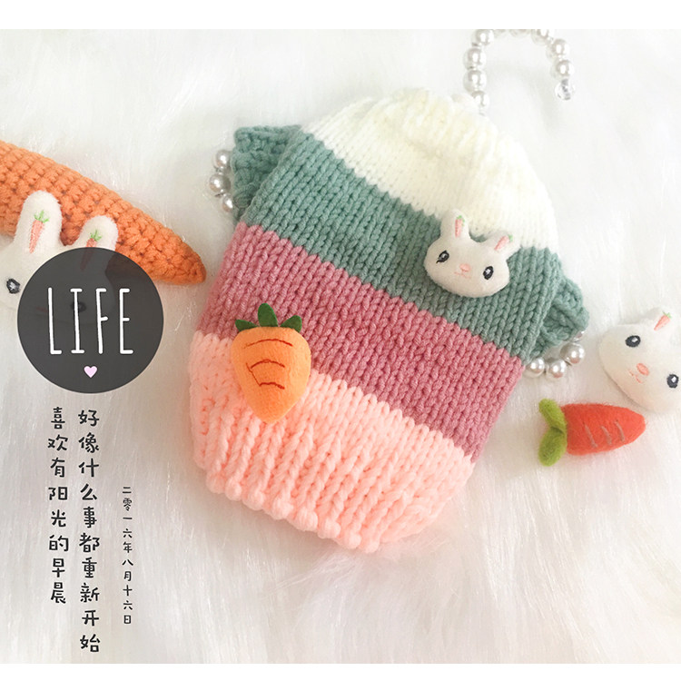 宠物犬手工编织毛衣狗狗猫咪秋冬装保暖两脚厚棉衣可爱兔ins抖音