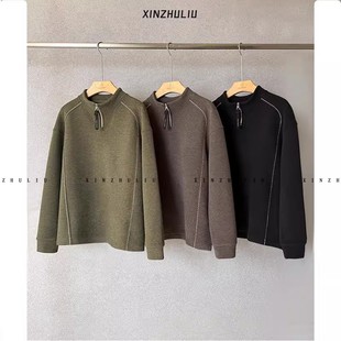 鑫主流 桑蚕丝磨毛加厚明线半拉链立领卫衣纯色立领卫衣5202 冬季