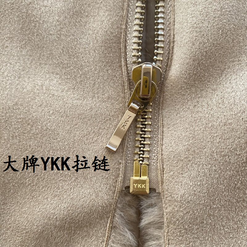 日单 YKK秋冬薄款夹棉仿水貂绒风衣 高级感麂皮绒气质中长款棉服