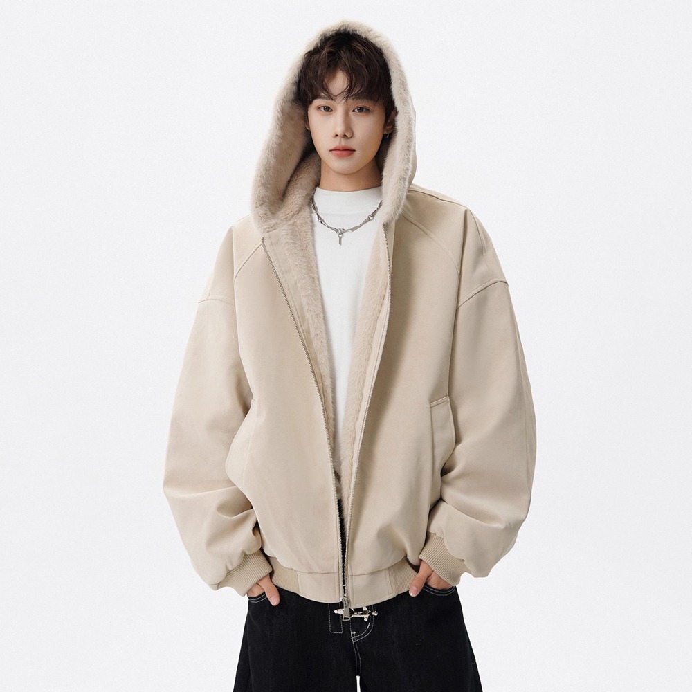 美式座山雕毛领棉衣男女冬季解构加厚连帽棉服高街保暖情侣装外套