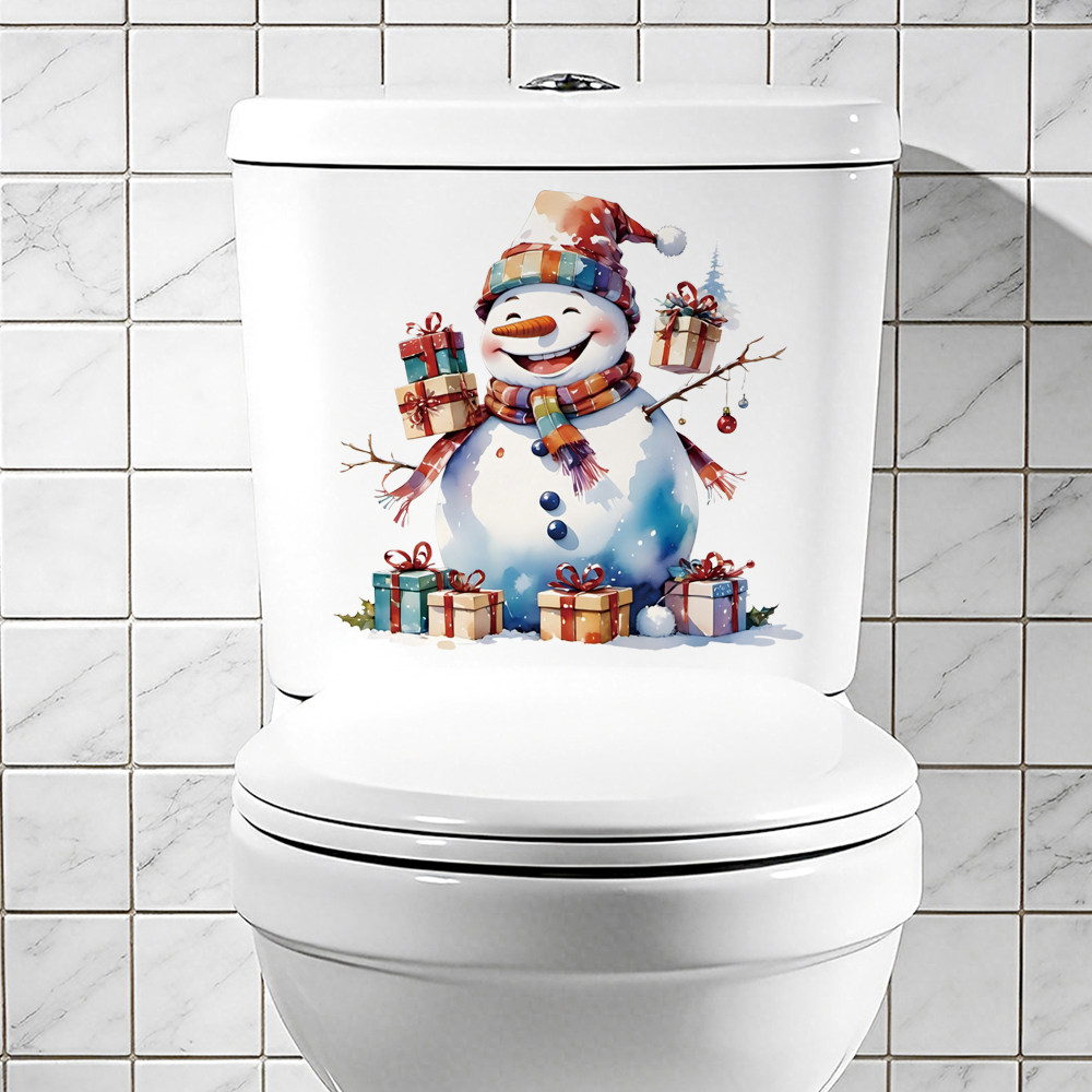 LANAN 圣诞雪人马桶盖贴花自粘墙贴卧室房间美化装饰贴纸简易无痕