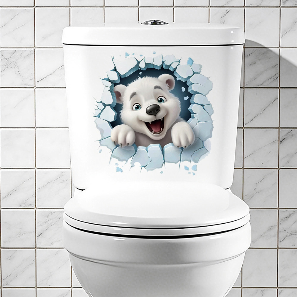 LANAN 北极熊破冰马桶贴3d效果墙贴房间美化装饰贴纸可移除不留痕