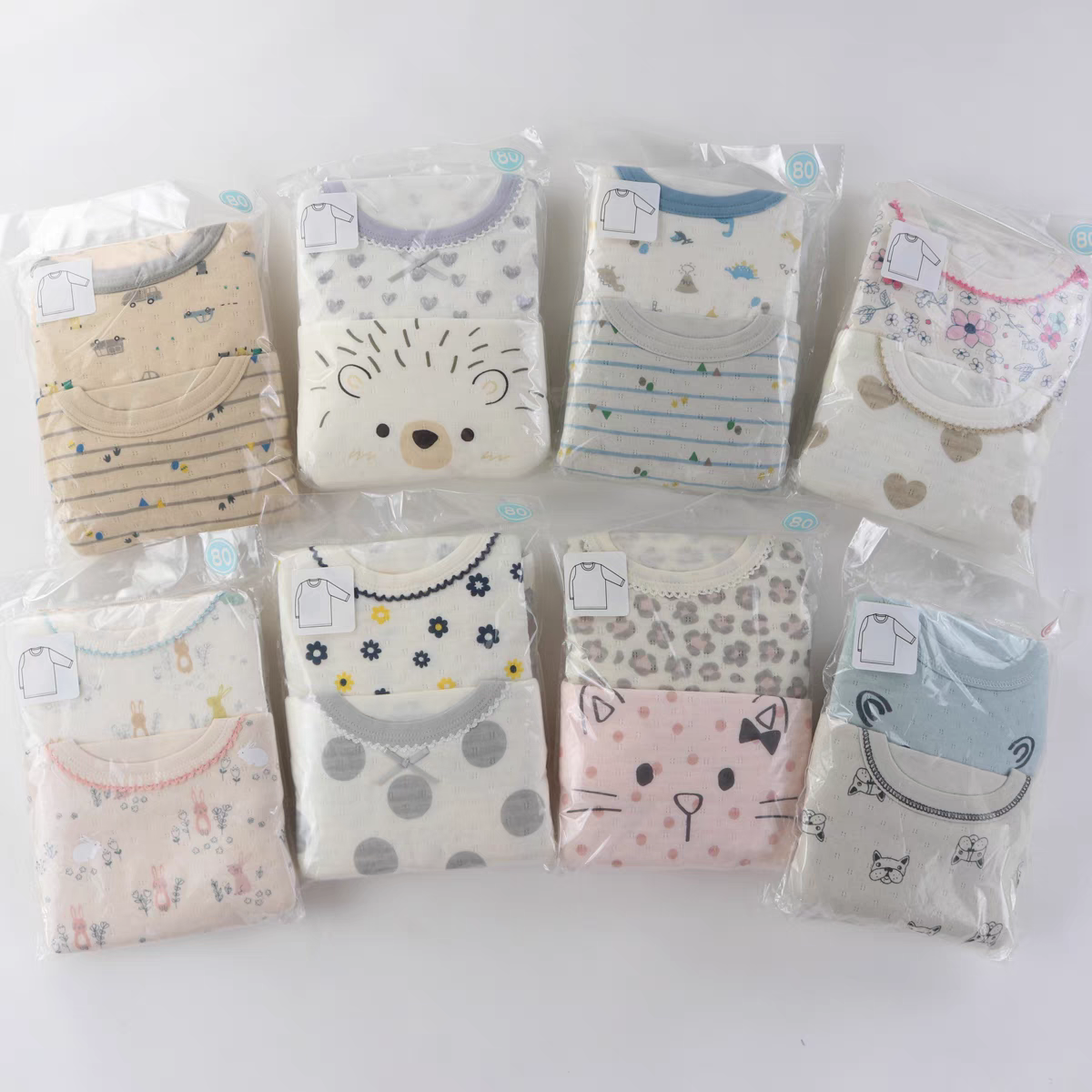 新款男女儿童秋冬保暖纯棉全棉空气棉空气层上衣内衣两件套包邮