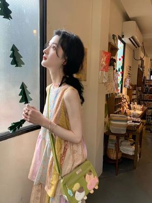 4video棉麻2023森系民族风假两件