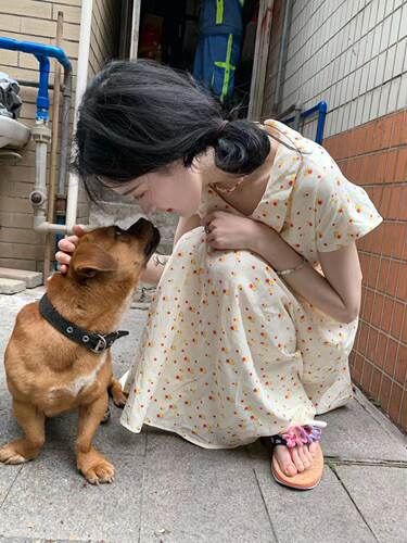 可爱连衣裙纯棉碎花短袖小个子